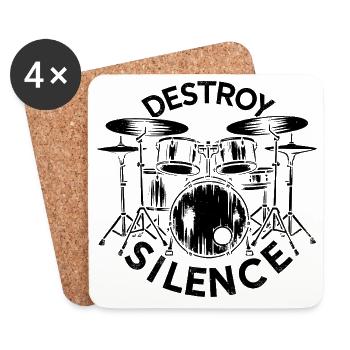 Destroy Silence Drummer - Untersetzer (4er-Set) - Weiß - Vorne