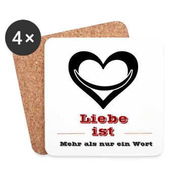 Love is Red Retro Typo - Coasters (set of 4) - white - Front