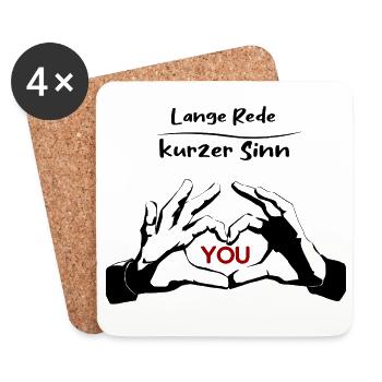 Rotes YOU Typografie auf Schwarz - Untersetzer (4er-Set) - Weiß - Vorne