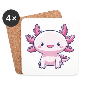Axolotl kawaii rose – Animal mignon - Dessous de verre (lot de 4) - blanc - Devant