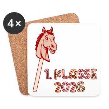 1. Klasse 2026 Hobby Horsing Schülerin - Untersetzer (4er-Set) - Weiß - Vorne