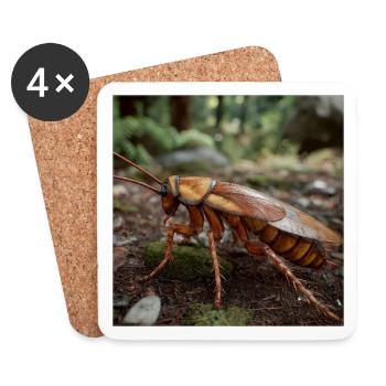 Realistic Cockroach – Macro Insect Design - Coasters (set of 4) - white - Front