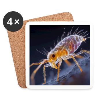 Transparent Flea – Golden Insects Macro Art - Coasters (set of 4) - white - Front