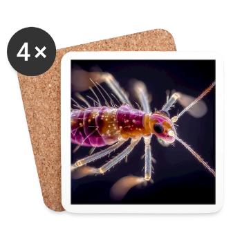 Neon Insect Macro – Abstract Micro World Design - Coasters (set of 4) - white - Front