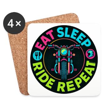 Eat Sleep Ride Repeat - Motorcycle - Biker - Coasters (set of 4) - white - Front