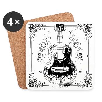 Lustige Ukulele - Untersetzer (4er-Set) - Weiß - Vorne