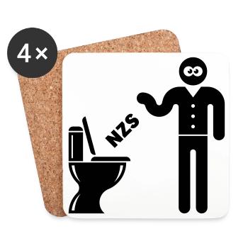 NZS Into the Toilet, Into the Toilet! Against Right Black - Coasters (set of 4) - white - Front