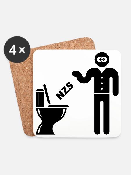 NZS In’s Klo, In Die Toilette! Gegen Rechts Black - Untersetzer (4er-Set) - Weiß