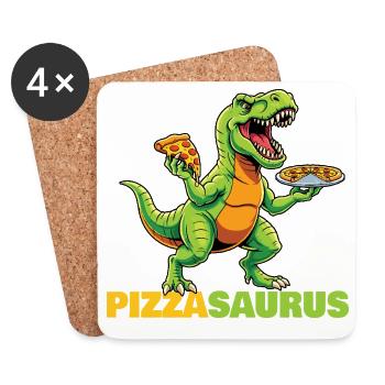 Pizzasaurus Dinosaur Pizza Lover Funny  - Coasters (set of 4) - white - Front
