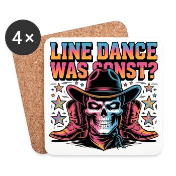 Cowboy en Ligne de Crâne - Dessous de verre (lot de 4) - blanc - Devant