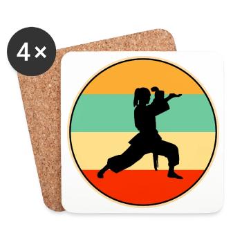Joueuse vintage de karaté féminine arts martiaux rétro - Dessous de verre (lot de 4) - blanc - Devant