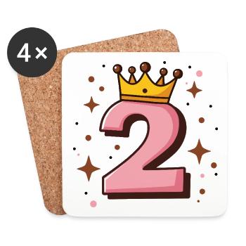 Königliche rosa Zahl 2 - Untersetzer (4er-Set) - Weiß - Vorne