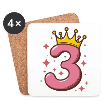 Third Birthday Crown Glitter - Coasters (set of 4) - white - Front