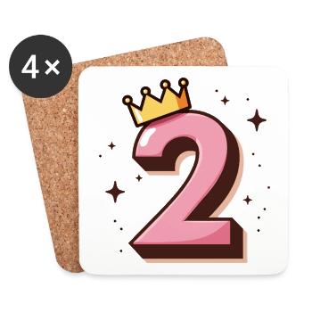 2. Geburtstag Kleine Prinzessin Krone - Untersetzer (4er-Set) - Weiß - Vorne
