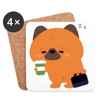 Schläfriger Deutscher Schäferhund-Kaffee - Untersetzer (4er-Set) - Weiß - Vorne