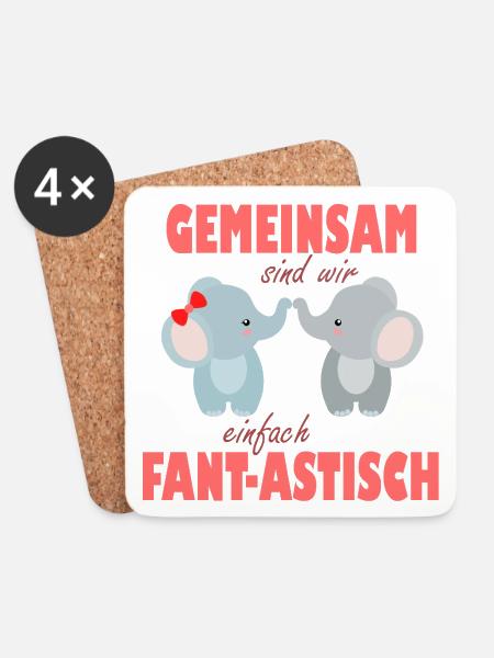 Gemeinsam sind wir Fantastisch – Elefantenfreude - Untersetzer (4er-Set) - Weiß