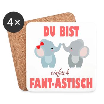 Du Bist Einfach Fantastisch Elefantenfreunde - Untersetzer (4er-Set) - Weiß - Vorne