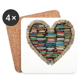 Love Books – A Heart of Stories - Coasters (set of 4) - white - Front