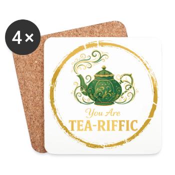 You Are Tea-Riffic – Vintage Teekanne Wortwitz - Untersetzer (4er-Set) - Weiß - Vorne