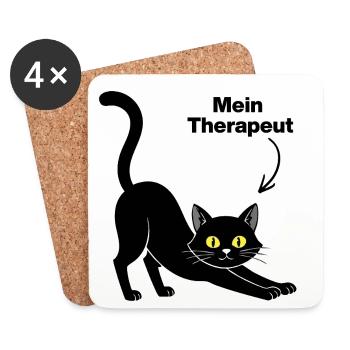 MY CAT IS MY THERAPIST😻 CATLOVER FURRY NOSE - Coasters (set of 4) - white - Front