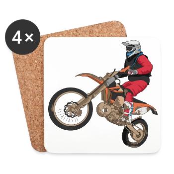 Motard tout-terrain - Dessous de verre (lot de 4) - blanc - Devant