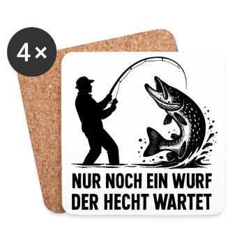 Hecht Wartet Ein Wurf Angeln Angler Geschenk - Untersetzer (4er-Set) - Weiß - Vorne