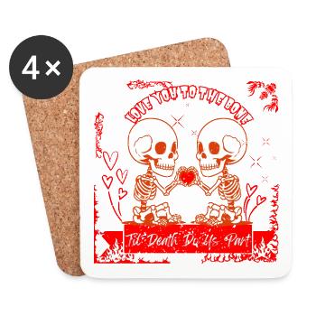 Cute Skeleton Valentine - Love You To The Bone Tee - Coasters (set of 4) - white - Front