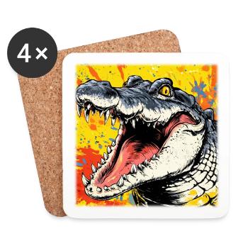 Crocodile sauvage – Design urbain d’art urbain - Dessous de verre (lot de 4) - blanc - Devant