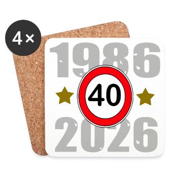 1986–2026 : 40e anniversaire - Dessous de verre (lot de 4) - blanc - Devant