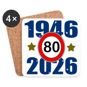 80Jahre Jubiläum 1946–2026 - Untersetzer (4er-Set) - Weiß - Vorne