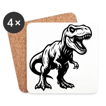 Tyrannosaurus Rex – Dinosaurier - Untersetzer (4er-Set) - Weiß - Vorne