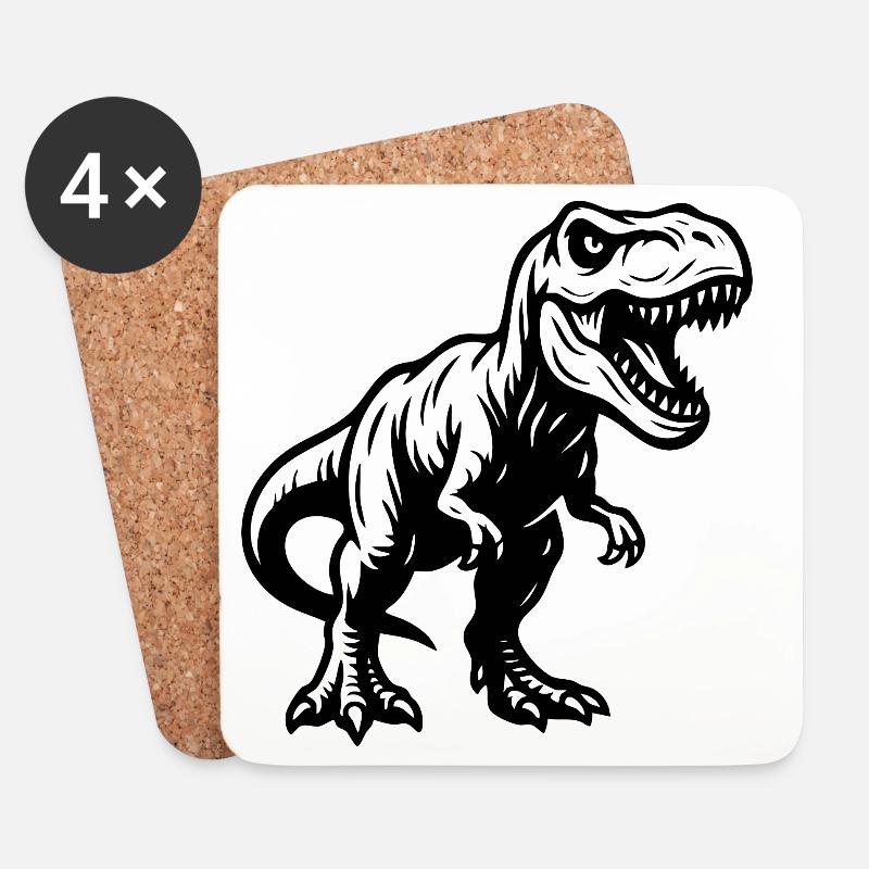 Tyrannosaurus Rex – Dinosaurier - Untersetzer (4er-Set) - Weiß