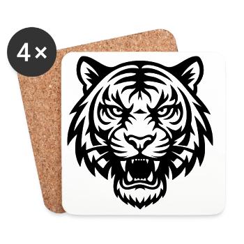 Tiger - Wild animals - Coasters (set of 4) - white - Front