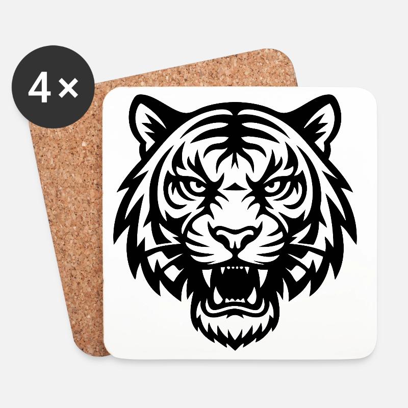 Tiger – Wildtiere - Untersetzer (4er-Set) - Weiß
