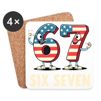 US Flag 67 Memes Six Seven - Untersetzer (4er-Set) - Weiß - Vorne