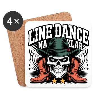 Skeleton Cowboy Line Dance - Coasters (set of 4) - white - Front