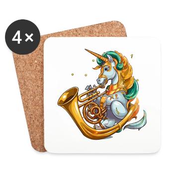 Groove de tuba licorne - Dessous de verre (lot de 4) - blanc - Devant