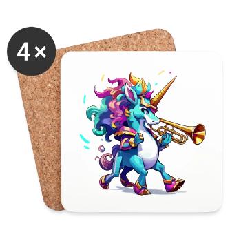 Sort de couleur de la trompette licorne - Dessous de verre (lot de 4) - blanc - Devant
