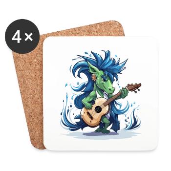 Guitariste des Green Dragon - Dessous de verre (lot de 4) - blanc - Devant
