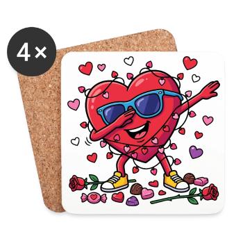 Cœur drôle de cœur pour la Saint-Valentin - Dessous de verre (lot de 4) - blanc - Devant