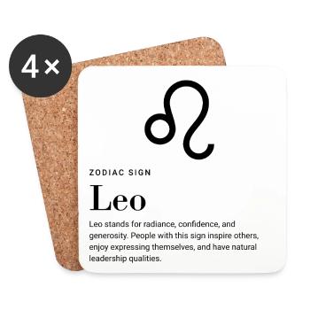Lion - Signe du zodiaque - Dessous de verre (lot de 4) - blanc - Devant