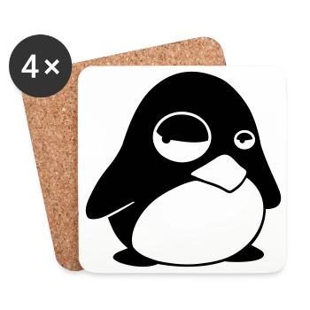 Grumpy Tux – Funny Linux Penguin for Nerds - Coasters (set of 4) - white - Front