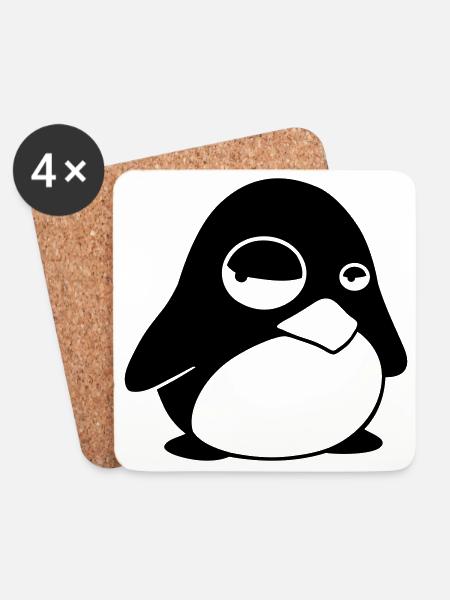 Grumpy Tux – Drôle de Penguin Linux pour les geeks - Dessous de verre (lot de 4) - blanc