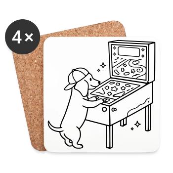 Flipper Pinball Dackel Hund Kinder - Untersetzer (4er-Set) - Weiß - Vorne