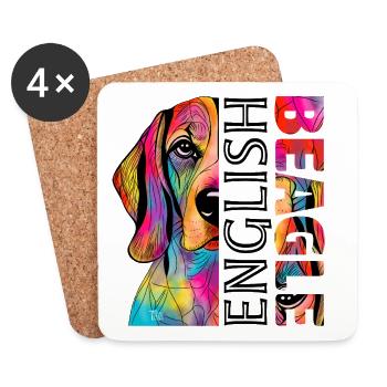 Beagle - Dessous de verre (lot de 4) - blanc - Devant