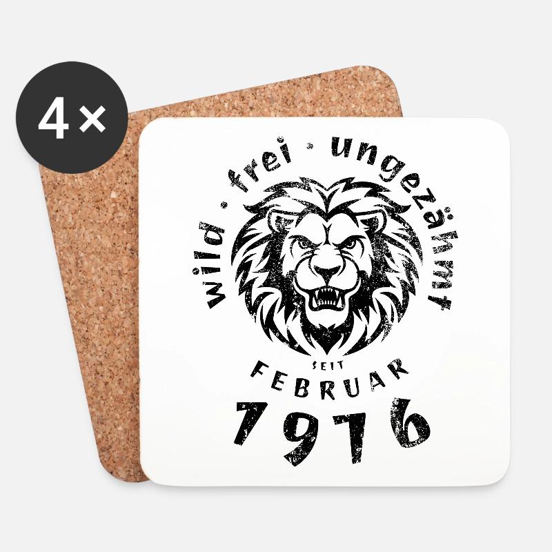 50. Geburtstag Wild, frei, ungezähmt seit 02/1976 - Untersetzer (4er-Set) - Weiß