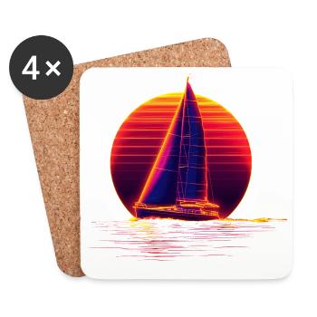 Retro Segeln - Untersetzer (4er-Set) - Weiß - Vorne