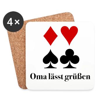 Oma lässt grüßen – Skat Insider Spruch - Untersetzer (4er-Set) - Weiß - Vorne