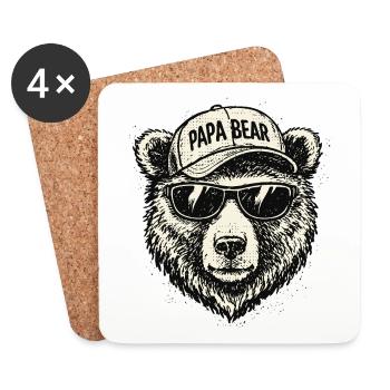 Papa ours Lunettes de soleil Casquette - Dessous de verre (lot de 4) - blanc - Devant