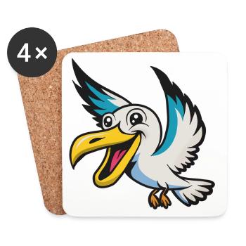 Merry Pelican Mascot - Coasters (set of 4) - white - Front